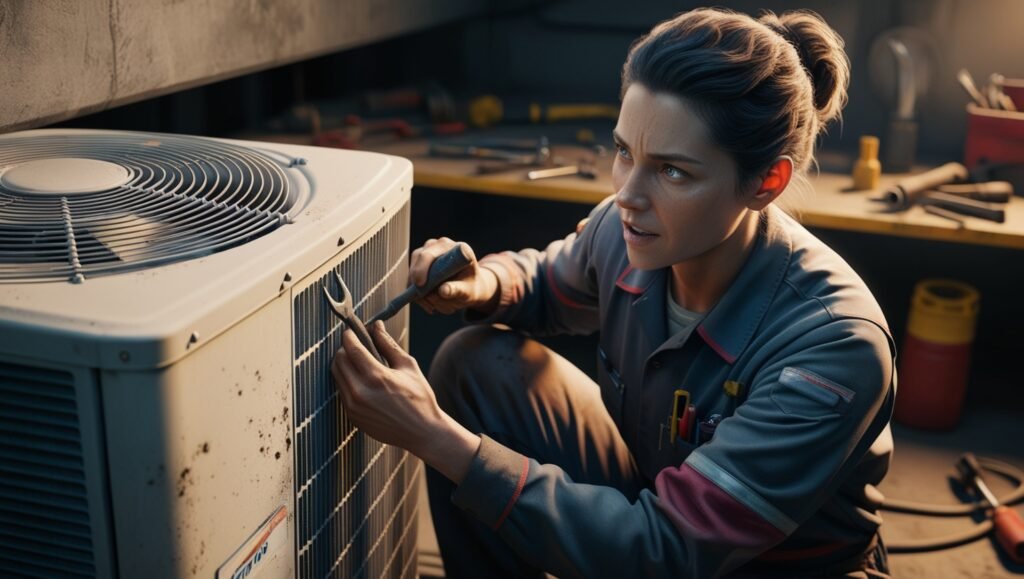 Leonardo Phoenix A Person Is Carefully Inspecting An Air Condi 0