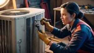 Leonardo Phoenix A Person Is Carefully Inspecting An Air Condi 3